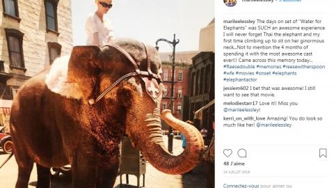 Marilee Lessley sur le plateau de De l'eau pour les éléphants, en 2010