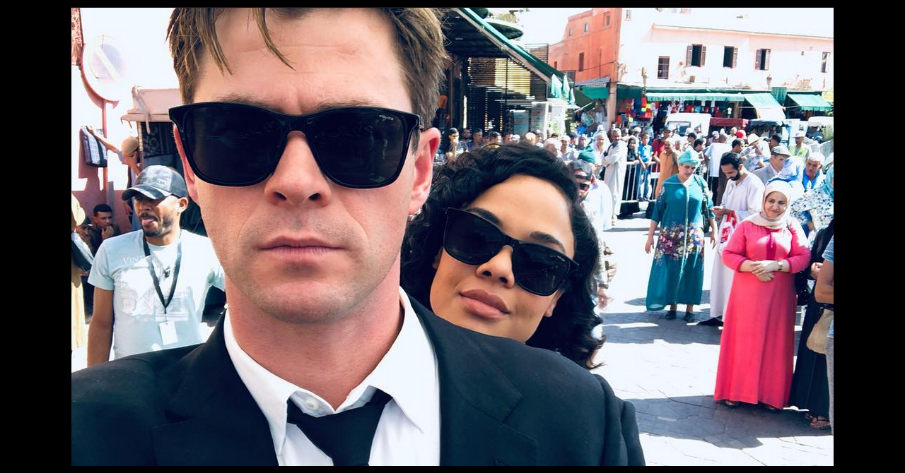 Chris Hemsworth Emma Thompson fin tournage Men in Black