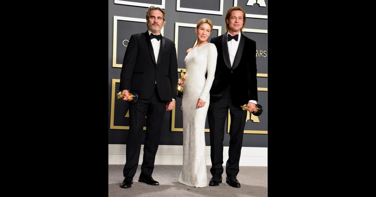 Oscars 2020 : Joaquin Phoenix (meilleur acteur), Renee Zellweger (meilleure actrice) et Brad Pitt (meilleur second rôle masculin