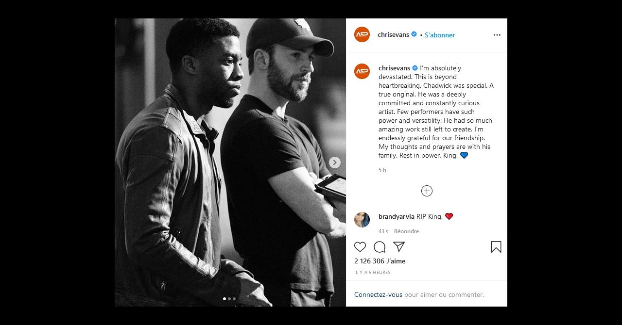 Mort de Chadwick Boseman : L'hommage de Chris Evans