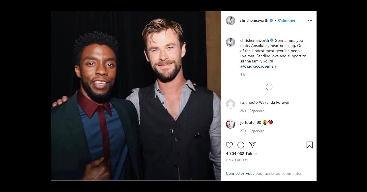 Mort de Chadwick Boseman : L'hommage de Chris Hemsworth