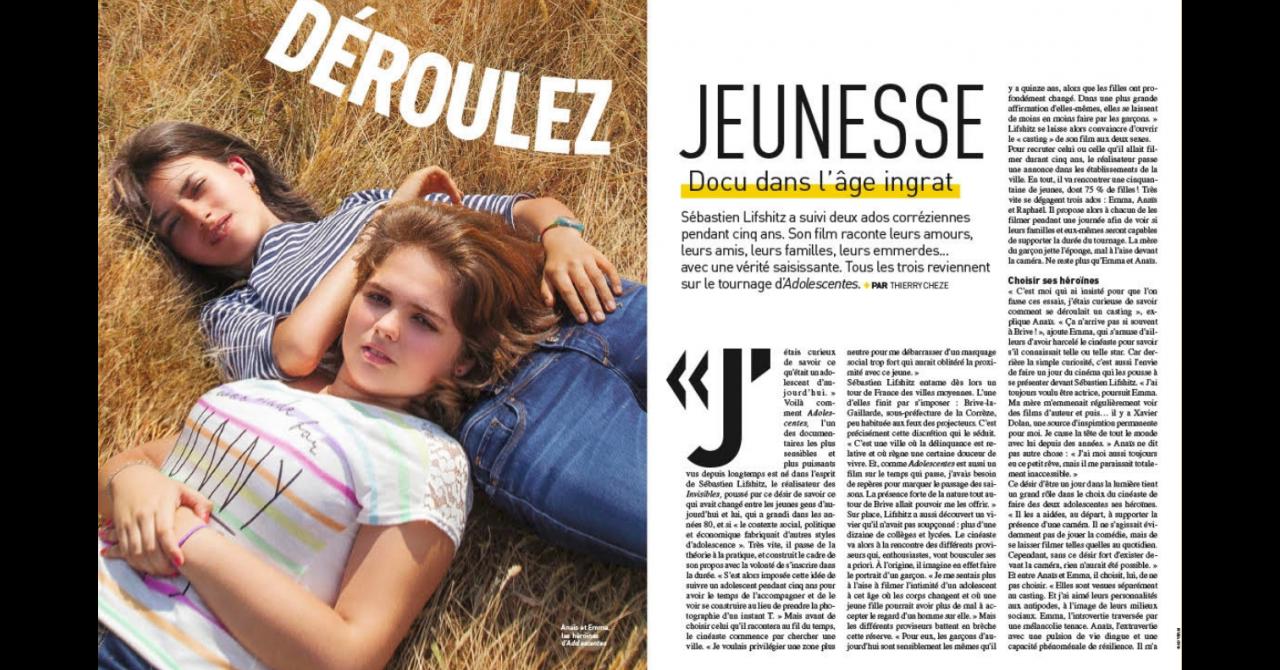 Première n°510 : La story d'Adolescentes, de Sébastien Lifshitz