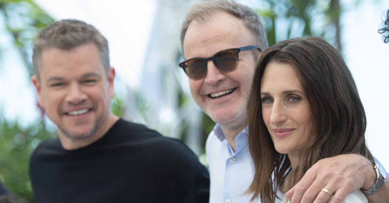 Matt Damon, Tom McCarthy et Camille Cottin au photocall cannois de Stillwater