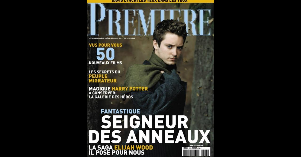 Elijah Wood en couverture de Première pour Le Seigneur des Anneaux (n°297 - décembre 2001)