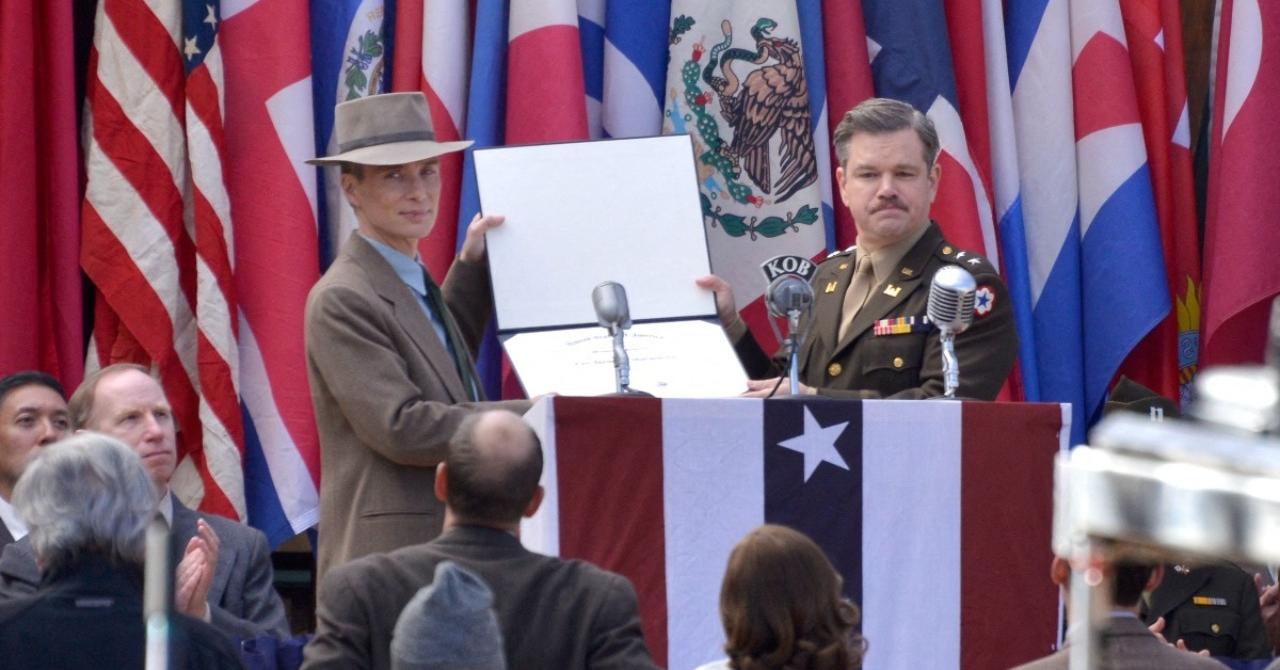 Cillian Murphy et Matt Damon sur le tournage d'Oppenheimer, au printemps 2022