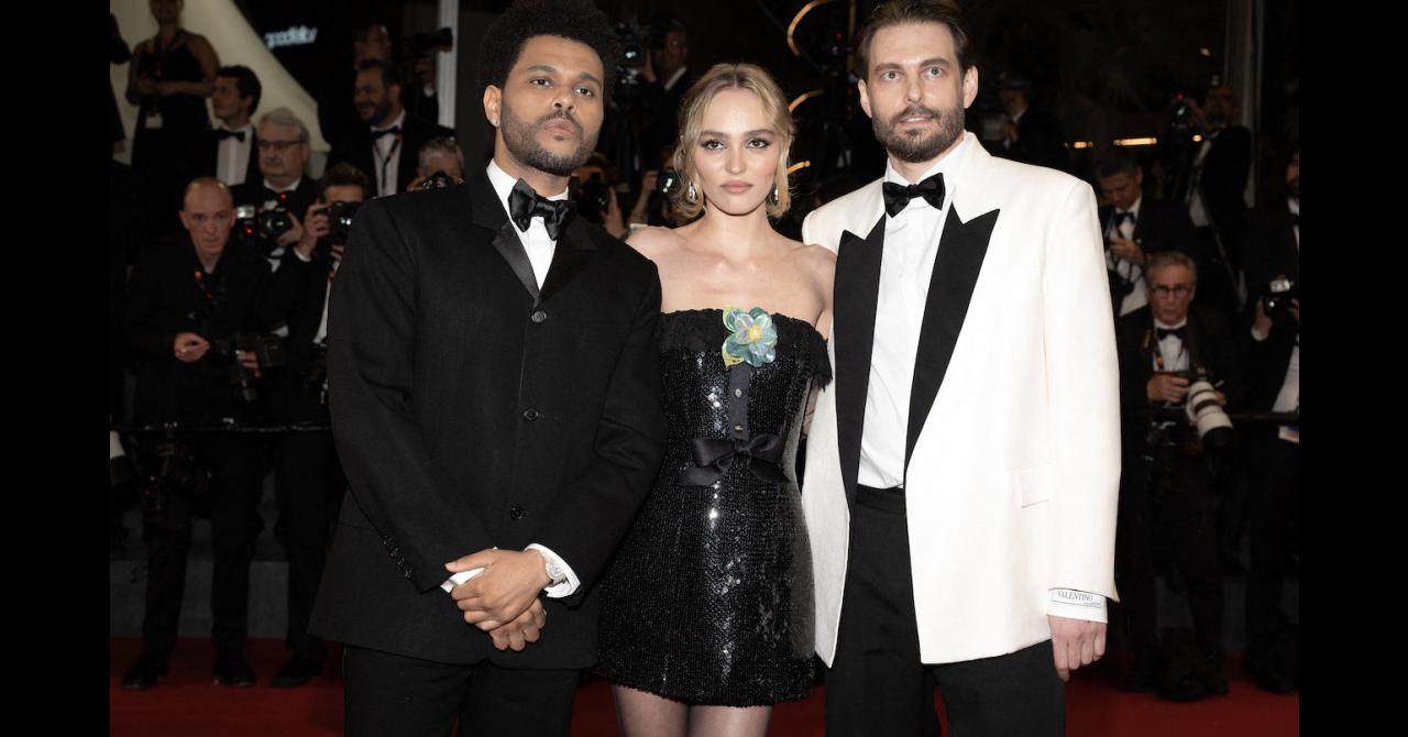 The Weeknd, Lily-Rose Depp et Sam Levinson à la montée des marches de The Idol