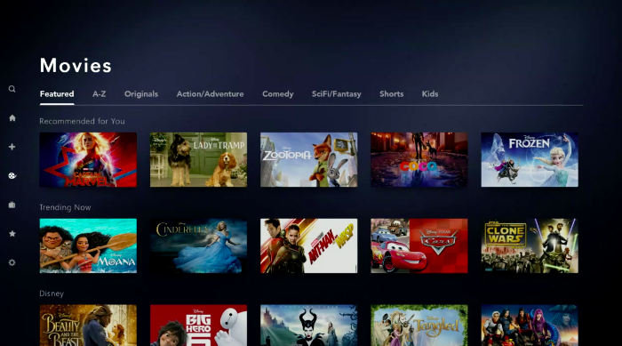 Disney + interface