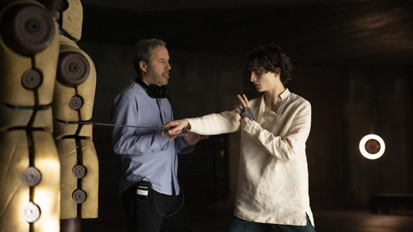 Denis Villeneuve et Timothée Chalamet sur le tournage de Dune