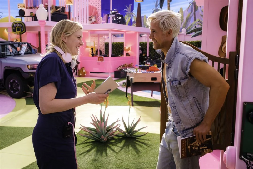 Greta Gerwig sur le tournage de Barbie