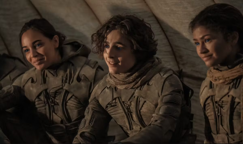 Souheila Yacoub, Timothée Chalamet et Zendaya dans Dune 2